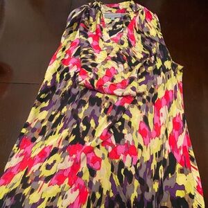 Classiques Entier Colorful Abstract 100% pure silk Blouse Size (S)